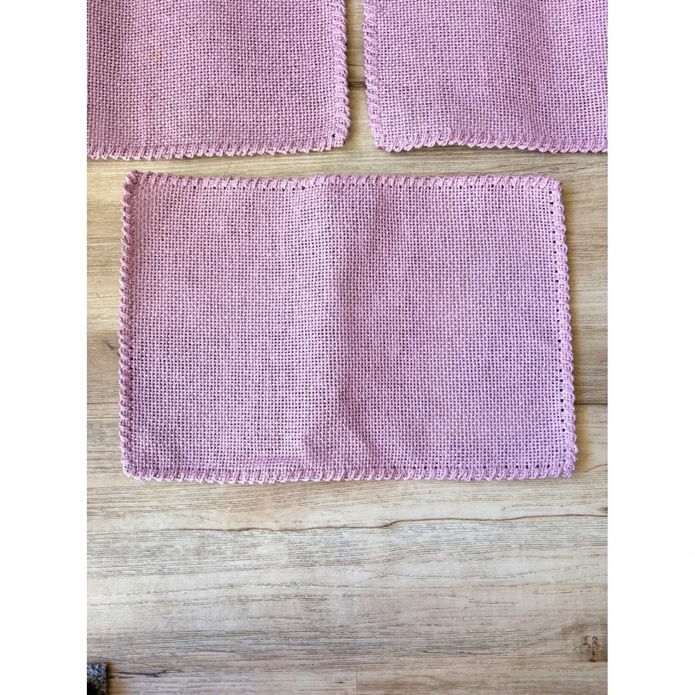Vtg Lavender Purple Woven Raffia Placemats Set of 5 Boho Rustic Table Mats 17x12